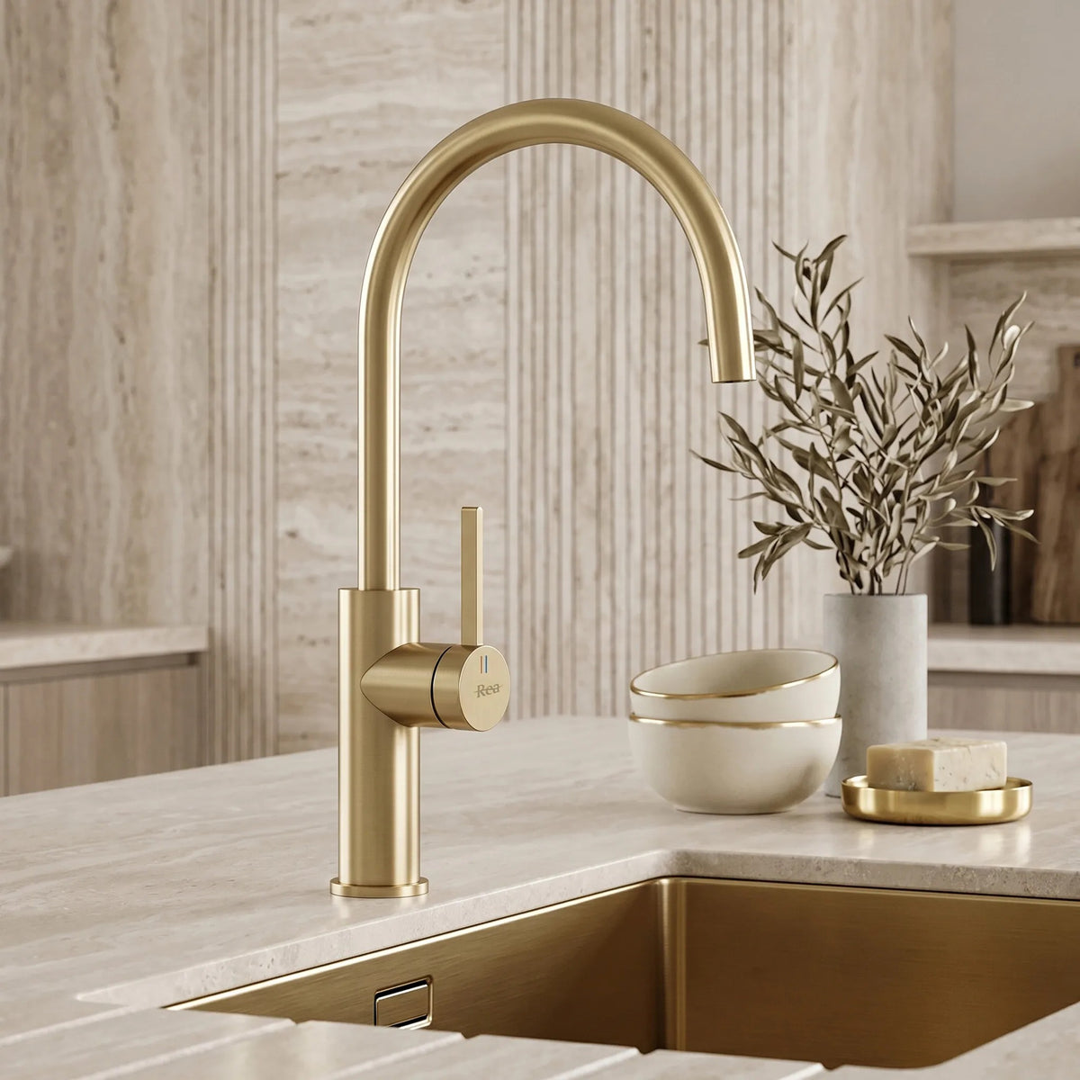 Baterie De Bucătărie REA Rivo Brush Gold 5