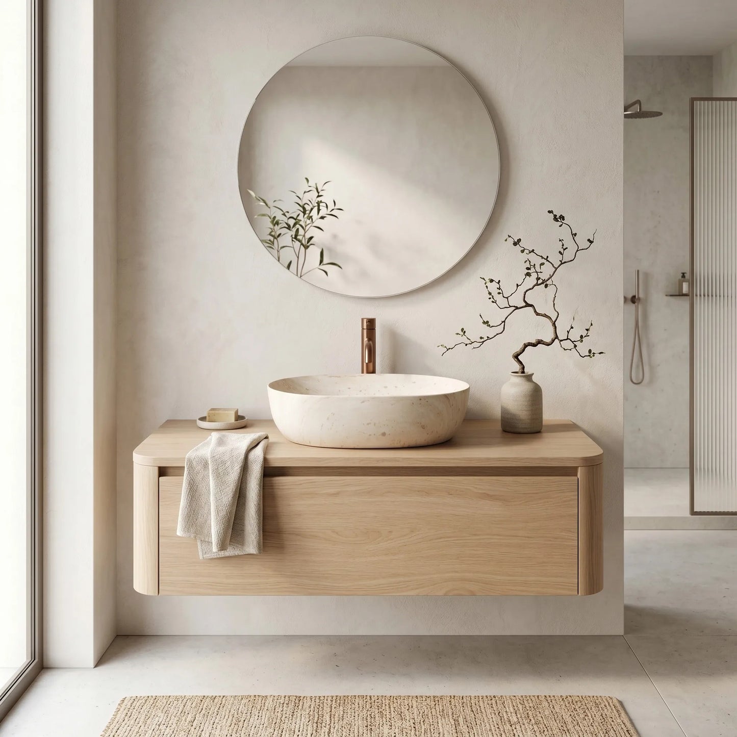 Lavoar pentru blat Rea Amelia Travertine Classic 48  5