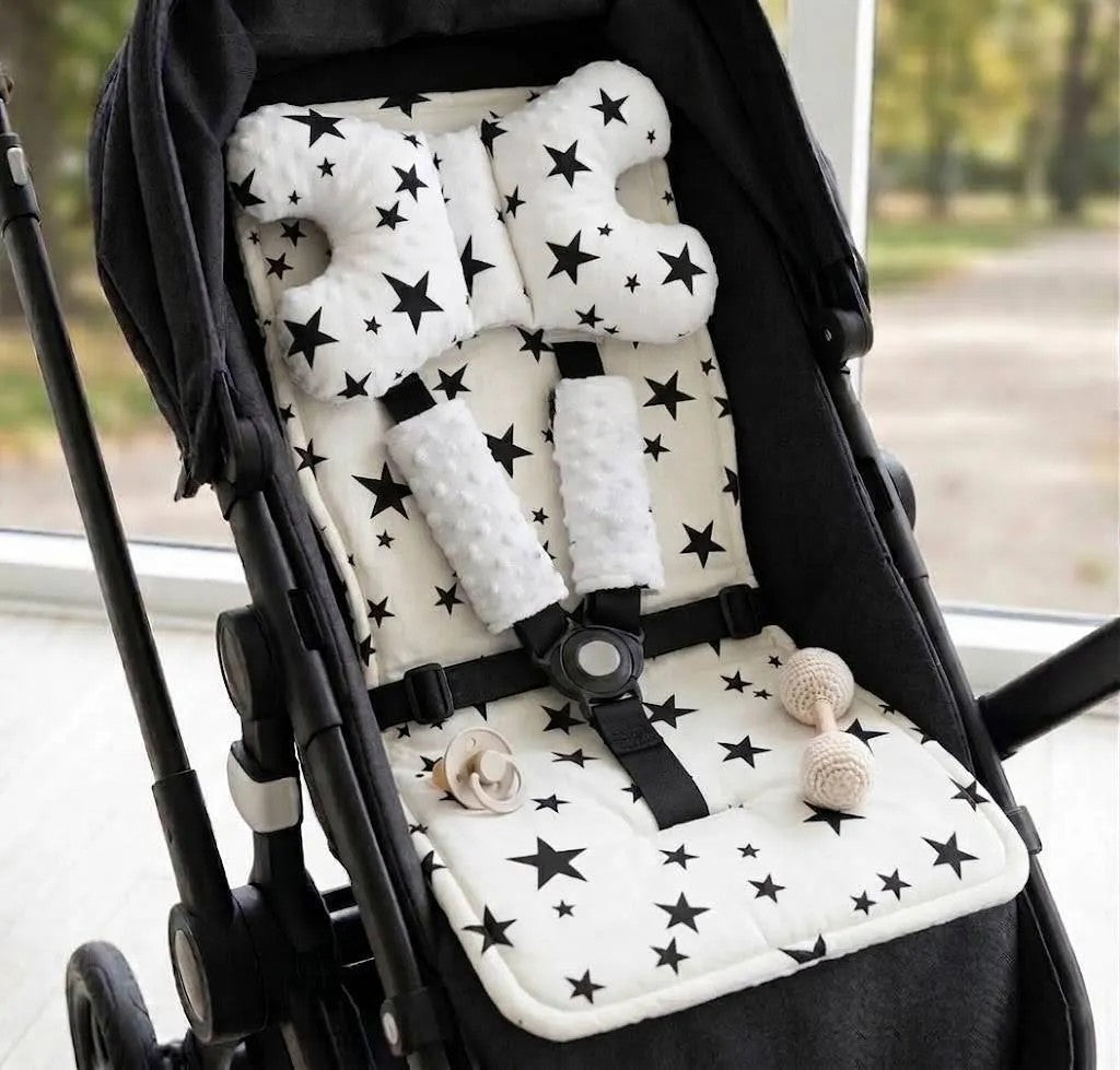 Set Pentru Carucior Cu Doua Fete 4in1 Alb/Black Star 5