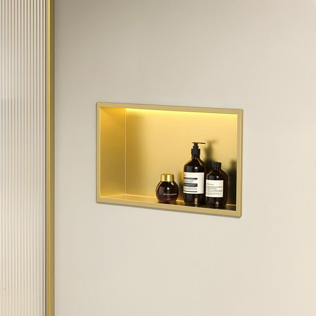 Raft Baie Incastrat Perete Led 30x45 Brush Gold  8