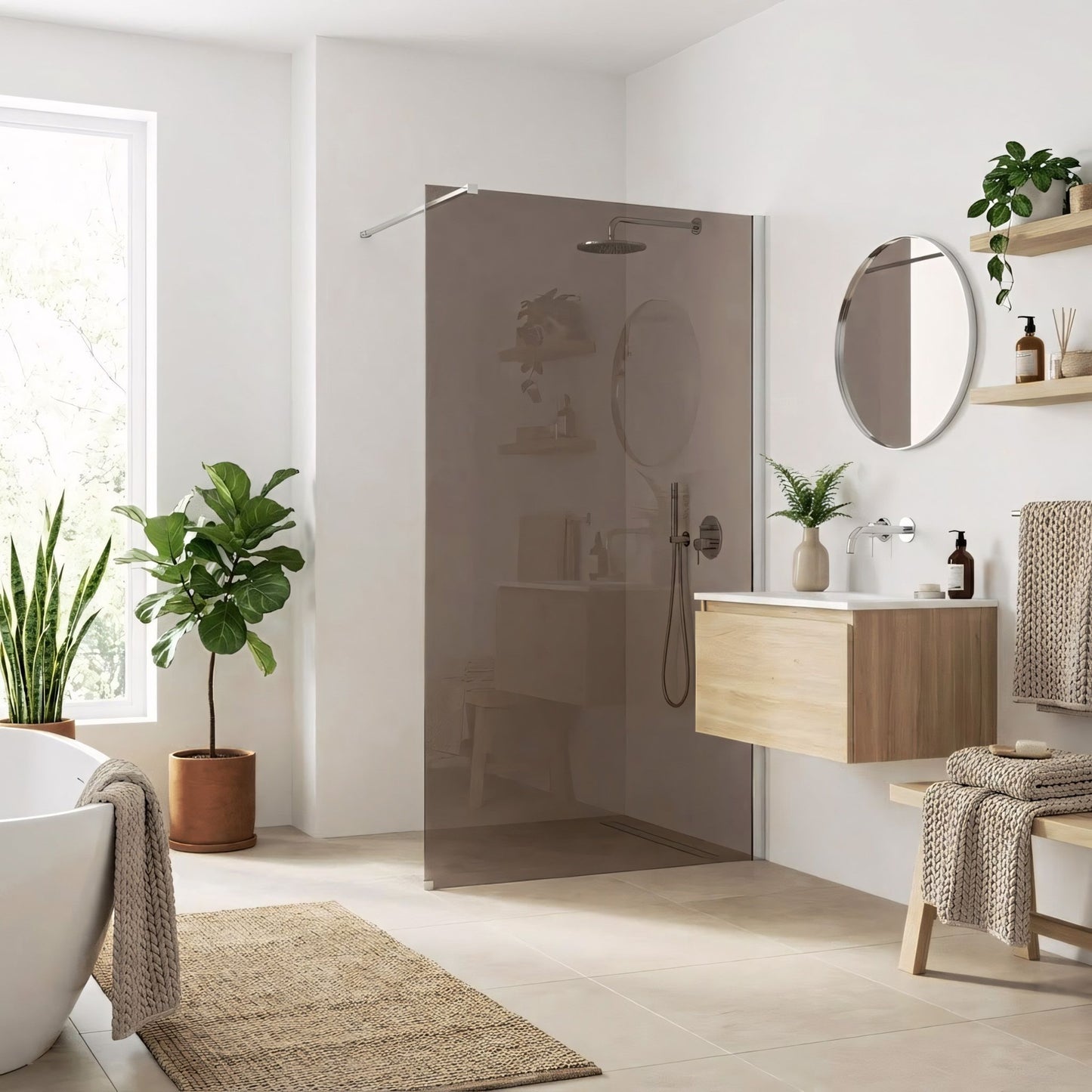 Paravan de dus Rea Flexi Brown / Chrome 140  4