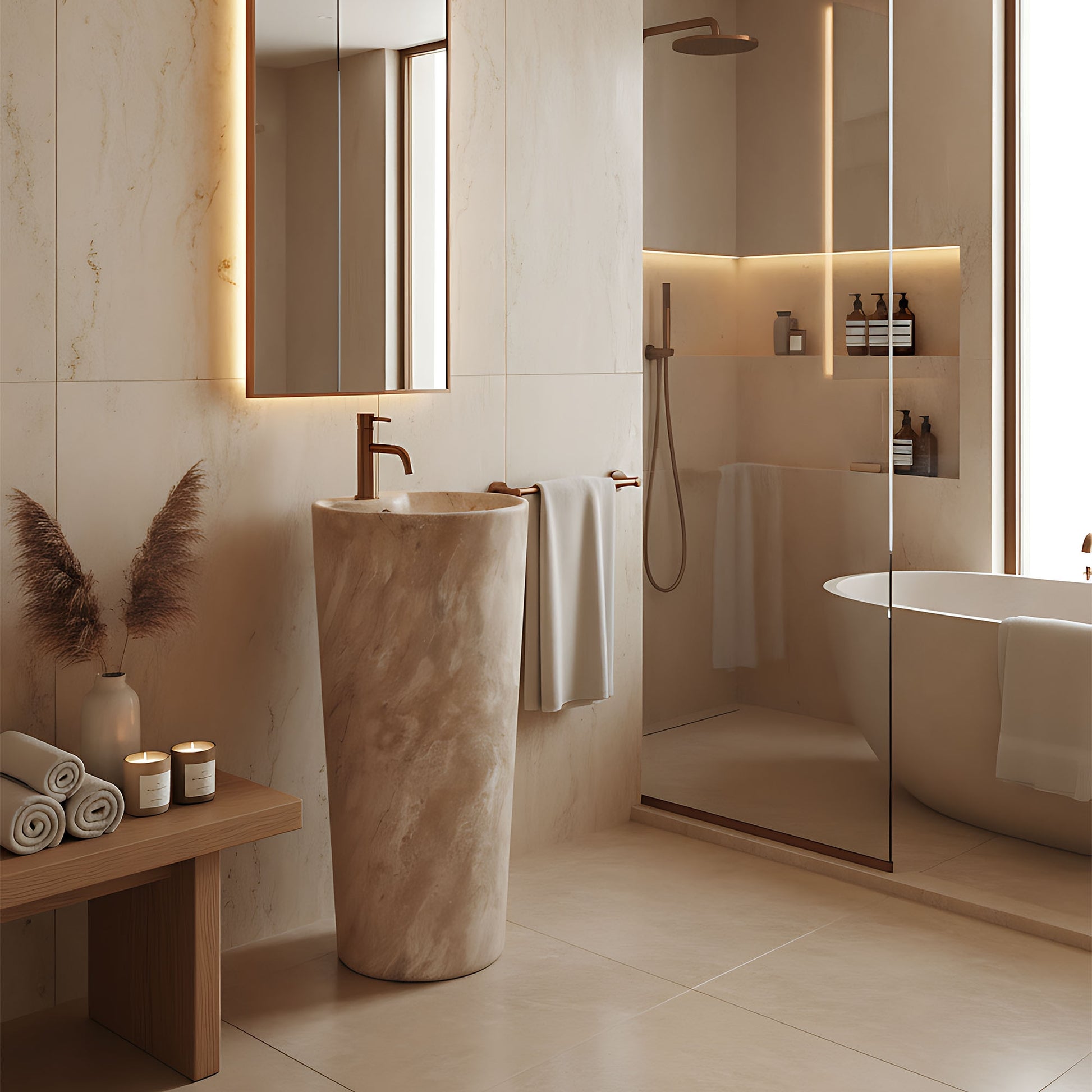 Lavoar Freestanding De Sine Stătător Ceramic Rea Blanka Savana Matt  7