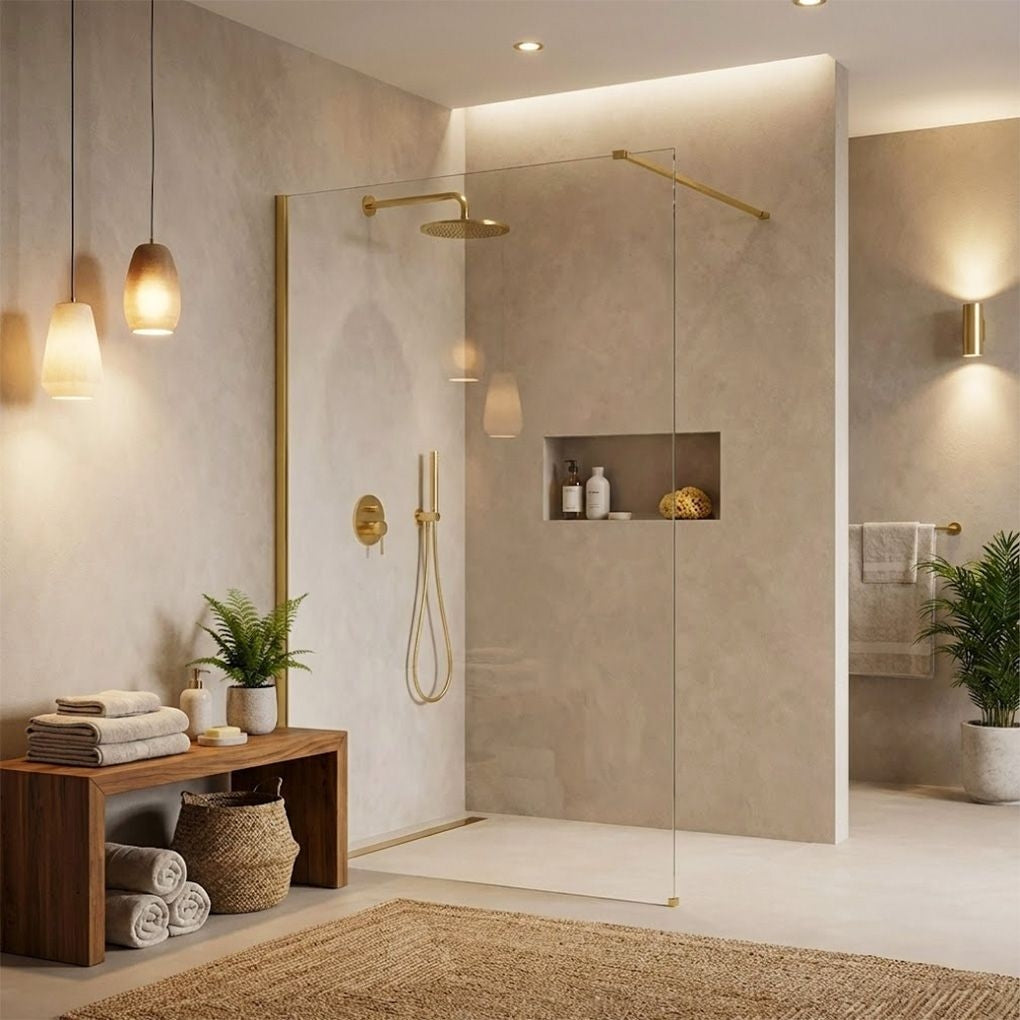 Paravan de dus Rea Flexi Transparent / Gold 120  2