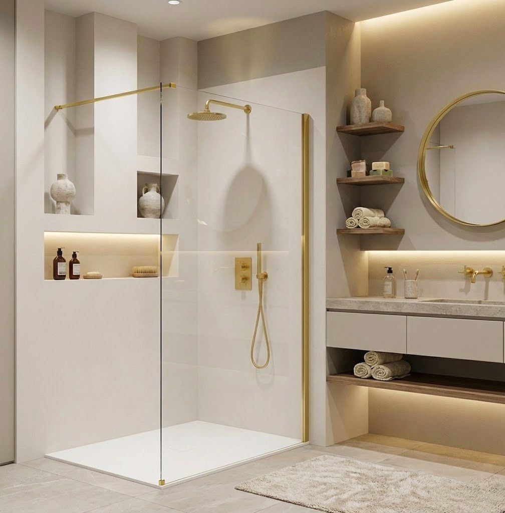 Paravan de dus Rea Flexi Transparent / Gold 140  6