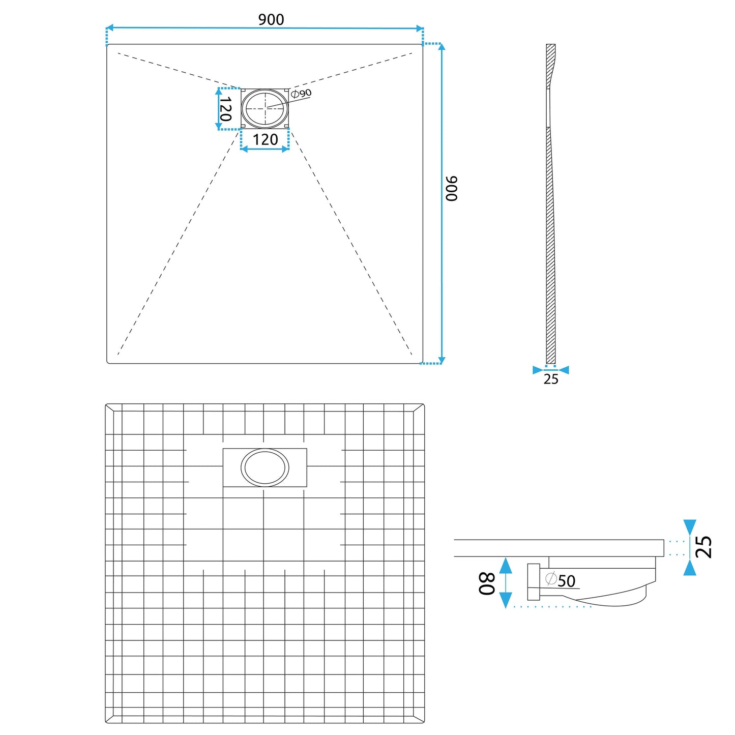 Cada De Duș Magnum White 90x90  9