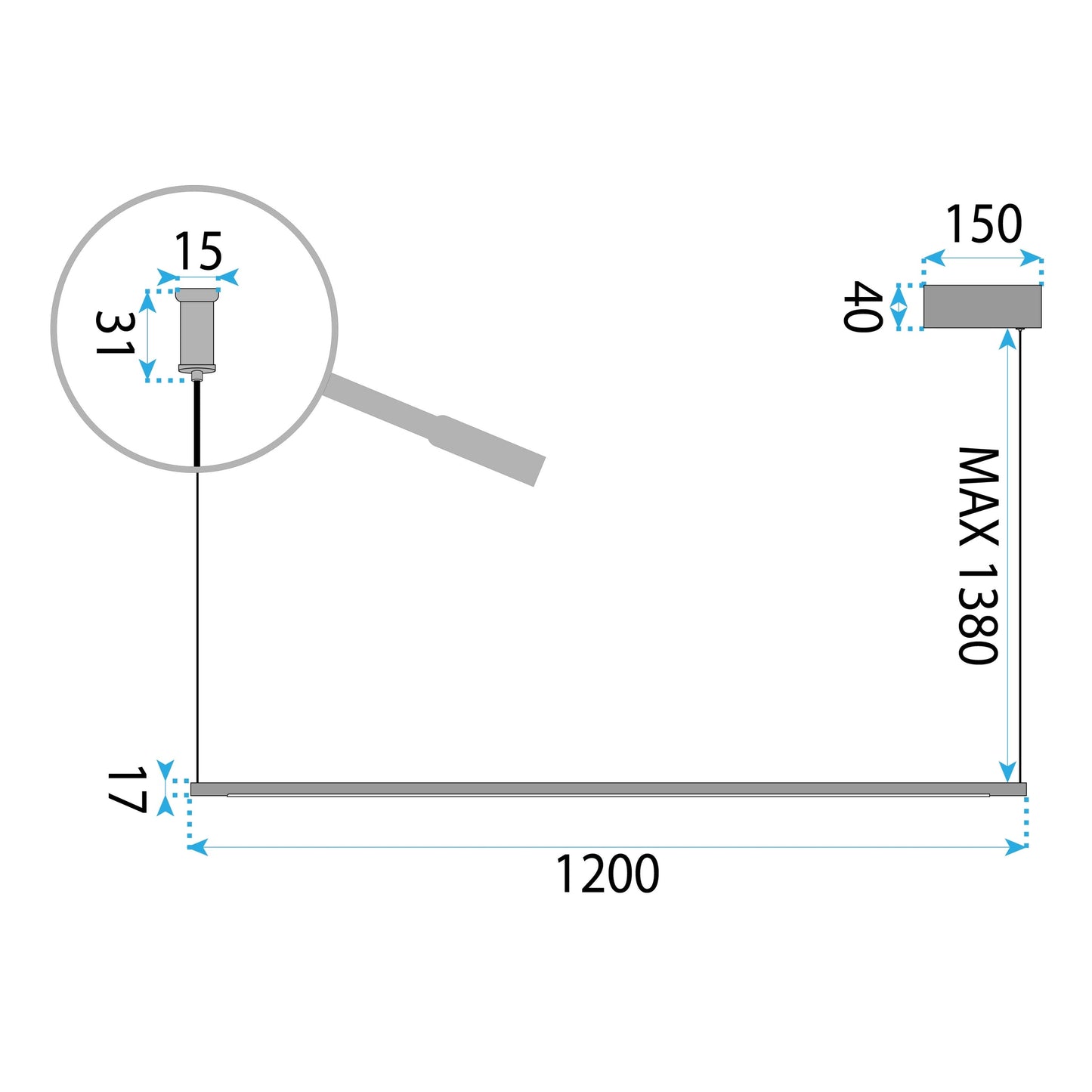 Lampă Suspendată Lhj031-cp 120 Cm Negru  13