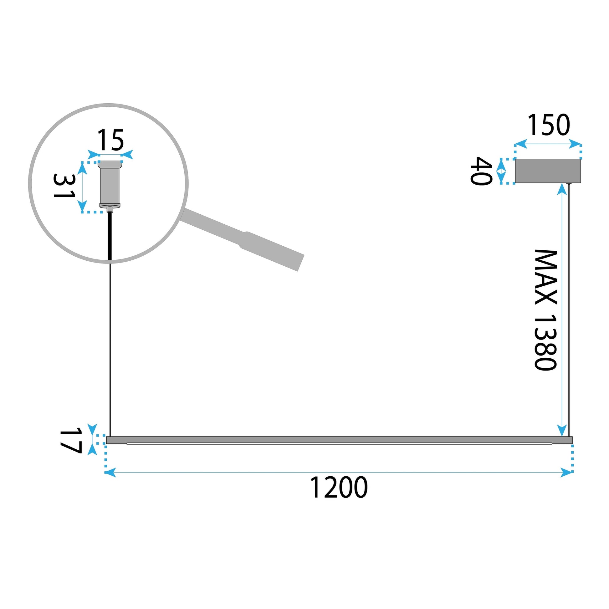 Lampă Suspendată Lhj031-cp 120 Cm Negru  13