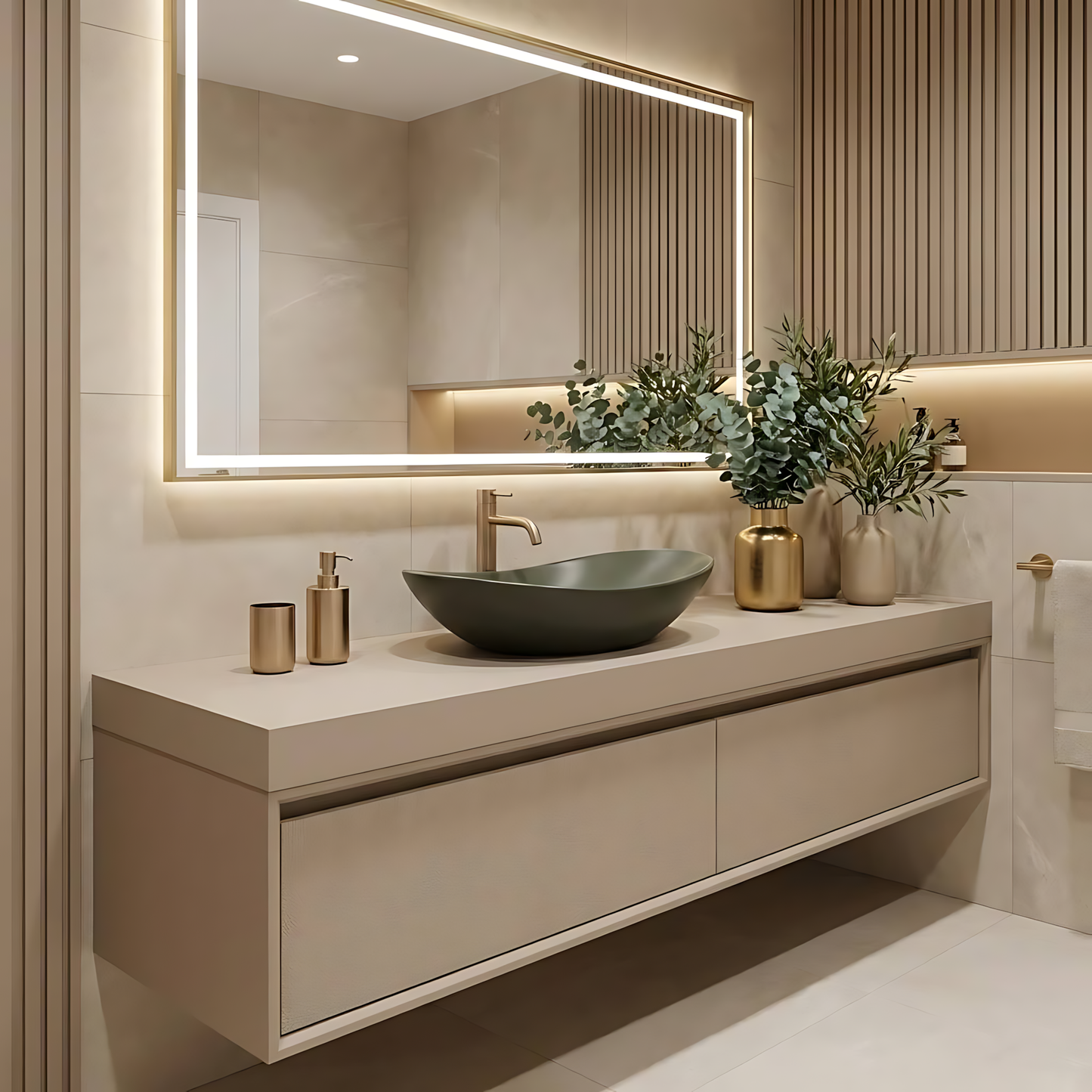Lavoar pentru blat Rea Royal Olive Matt  2