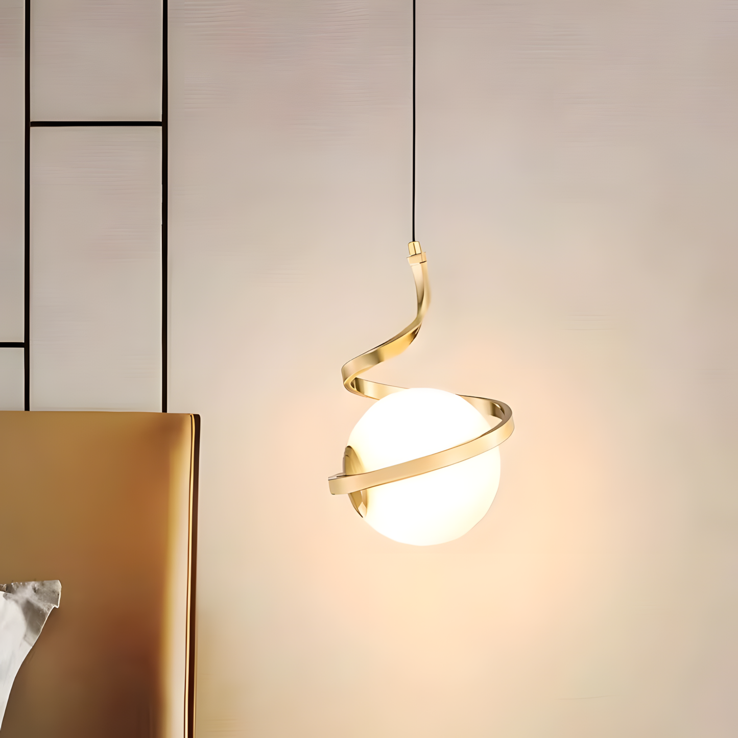 Sferă De Sticlă Spirală Lampă Suspendată APP1733-1CP Aur  4