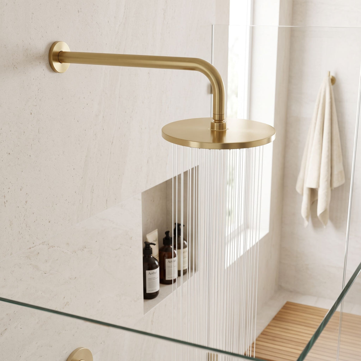Braț Duș Rotund REA JS-9021 40cm Brush Gold 4