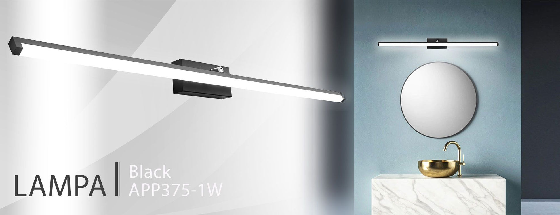 APLICA de baie LED pentru oglinda 20W 100CM APP375-1W negru  8