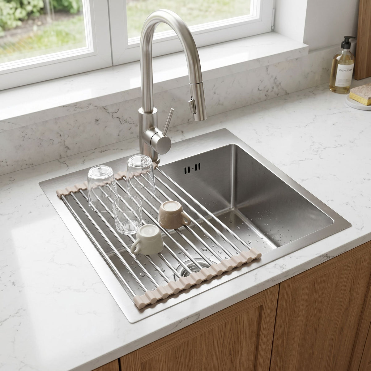 Chiuvetă Din Oțel Cu Set De Accesorii 3 Buc. REA Leo 50 Brush Nickel Accesorii Gri 8