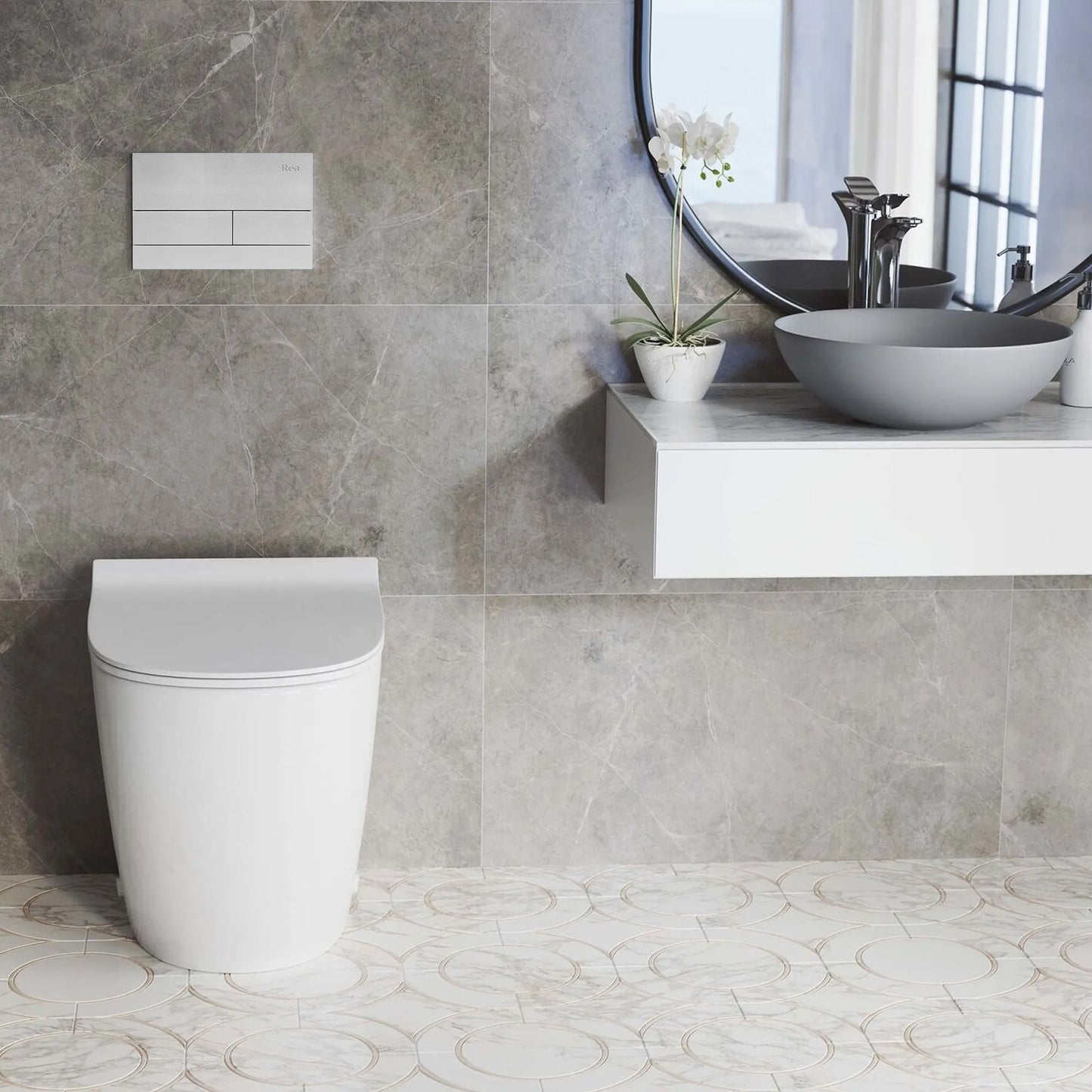 Cadru Wc Încastrat K011a-q Rea Cu Buton T Brush Steel  2