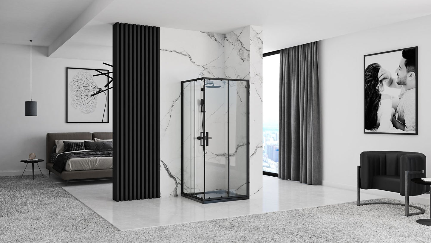 Cabina de dus Rea Punto negru 80x80 cm fara cadita 4