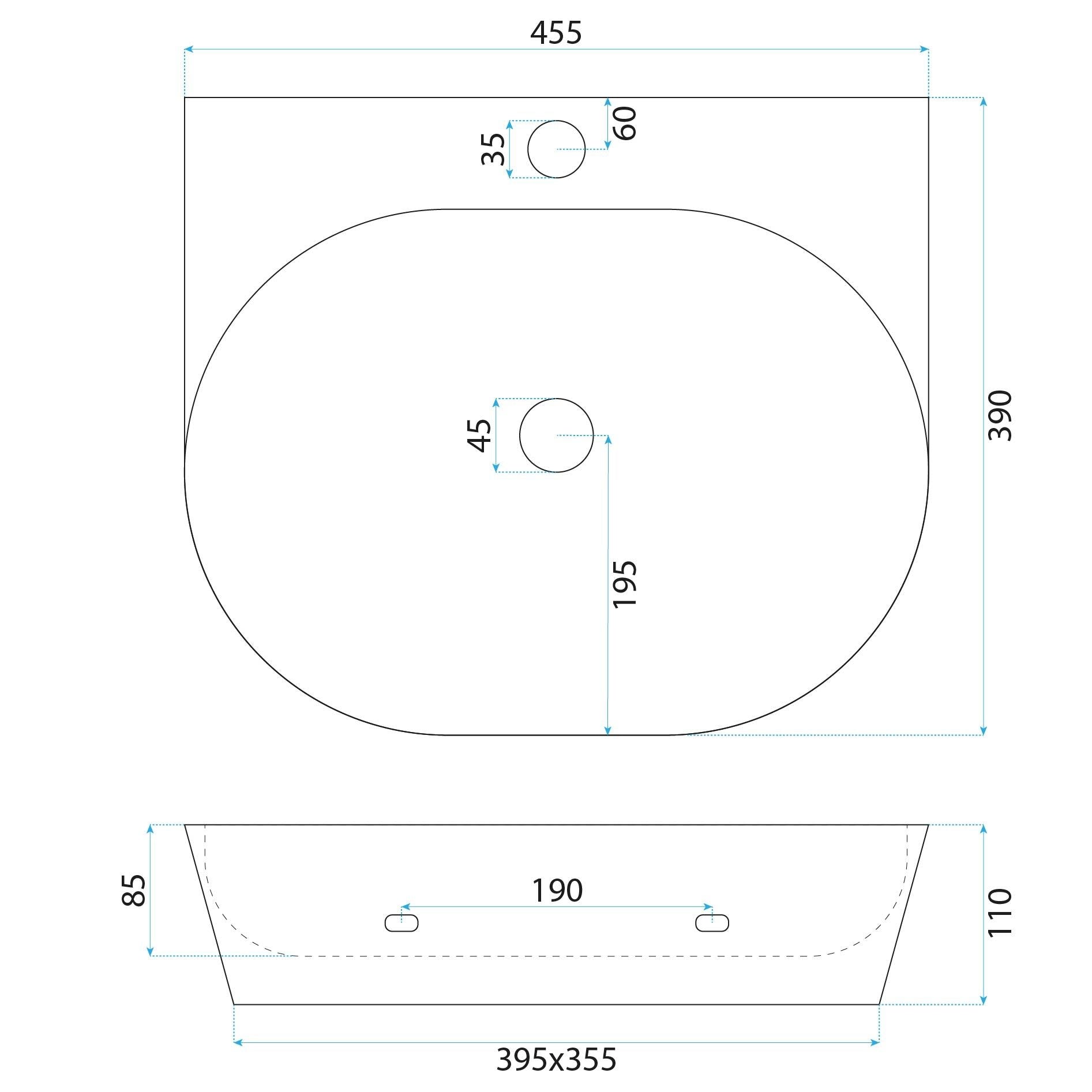 Lavoar Ceramic Pentru Blat Rea Kim 46  6