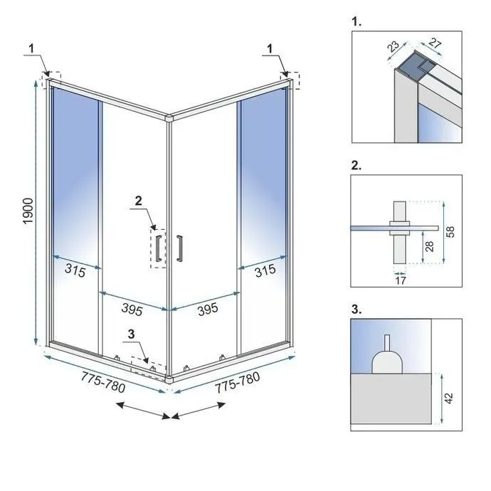 Cabina de dus Rea City 80x80 cm Black fara cadita 6
