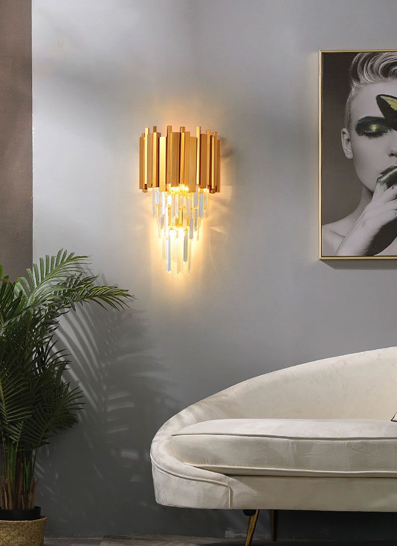 Lampă de cristal de perete aurie 312357  2