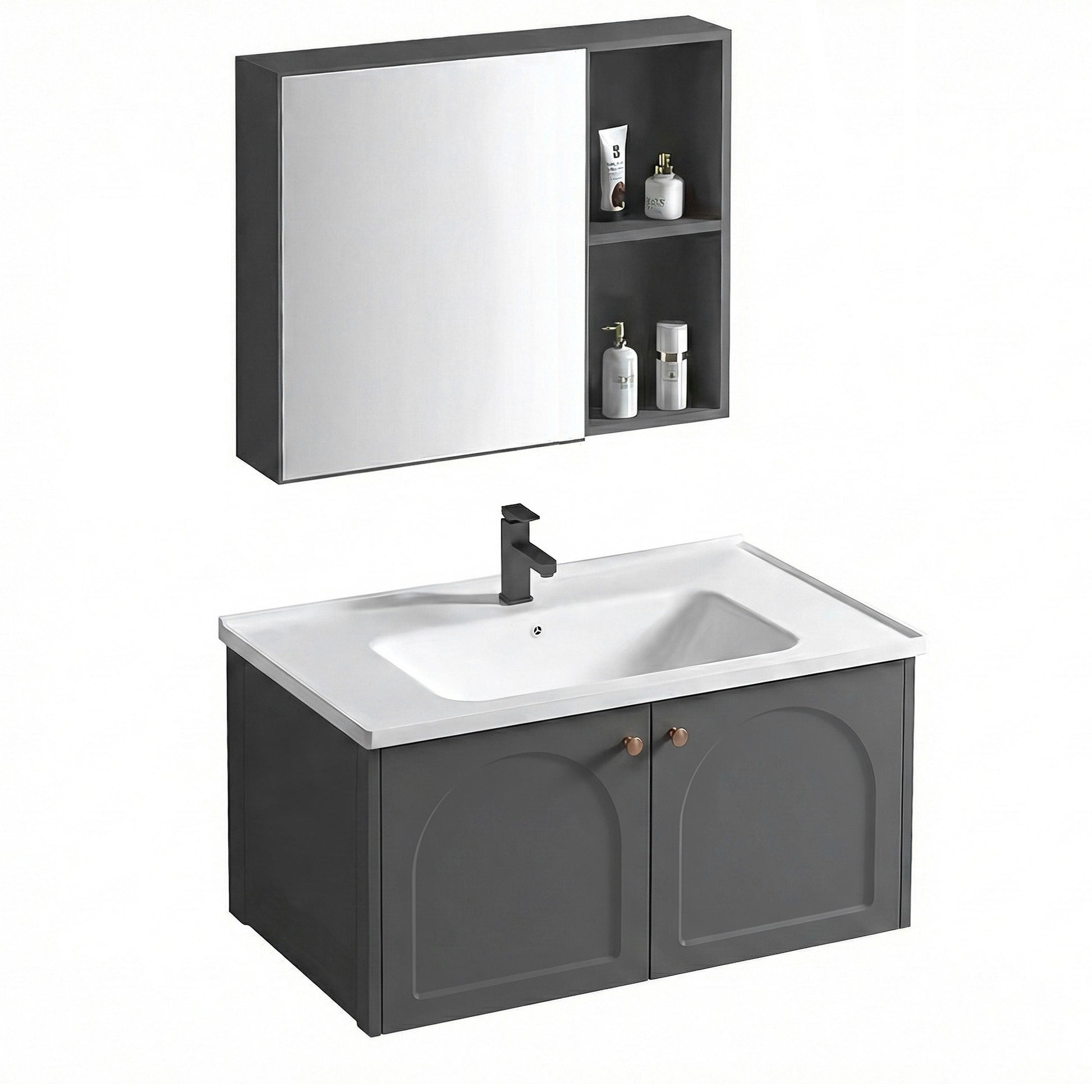 Set mobilier de baie cu lavoar Denver 80cm Grey  2