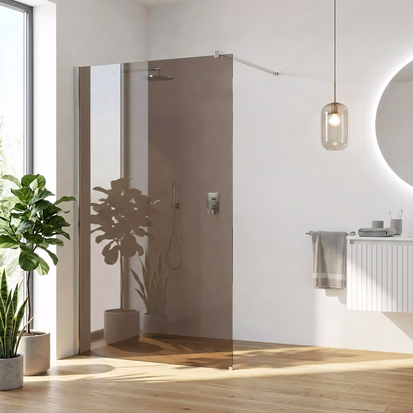 Paravan de dus Rea Flexi Brown / Chrome 130  3