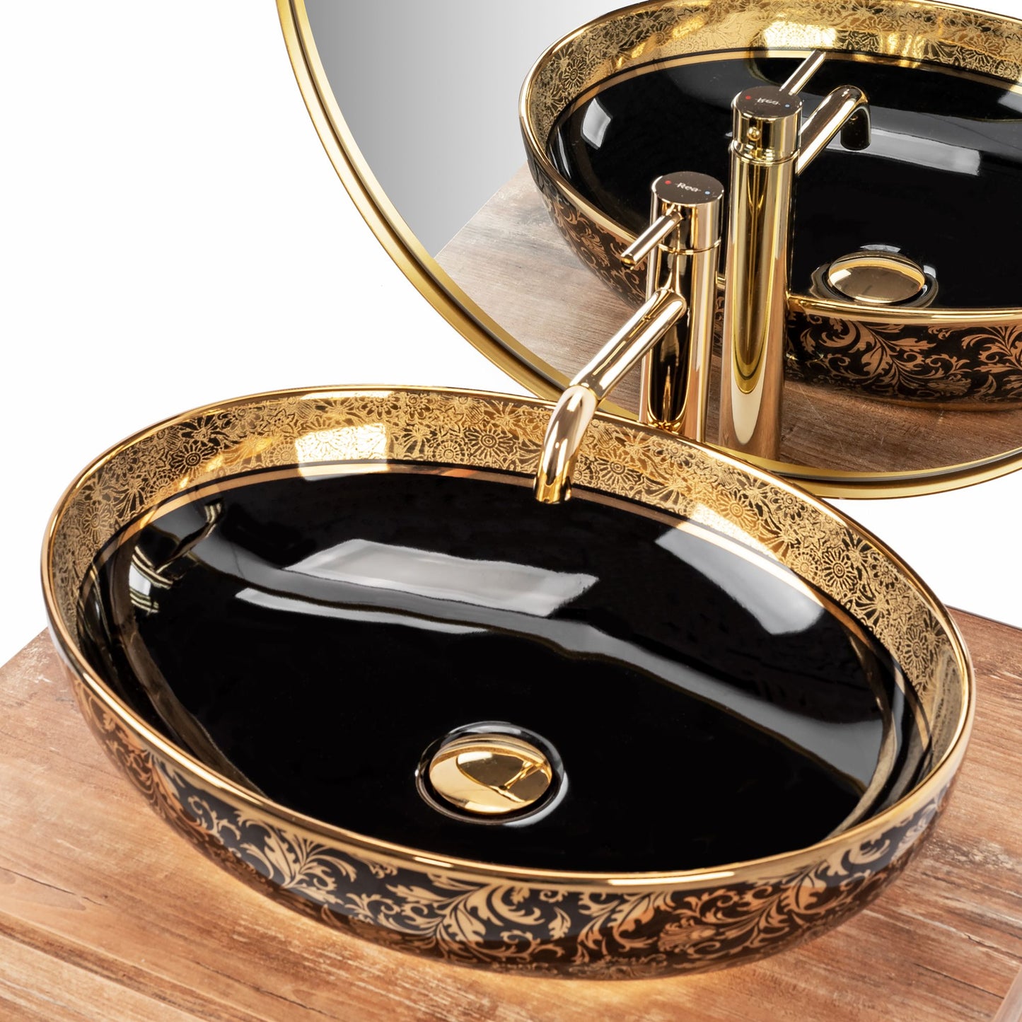 Lavoar pe blat Margot Gold / Black ceramic 3