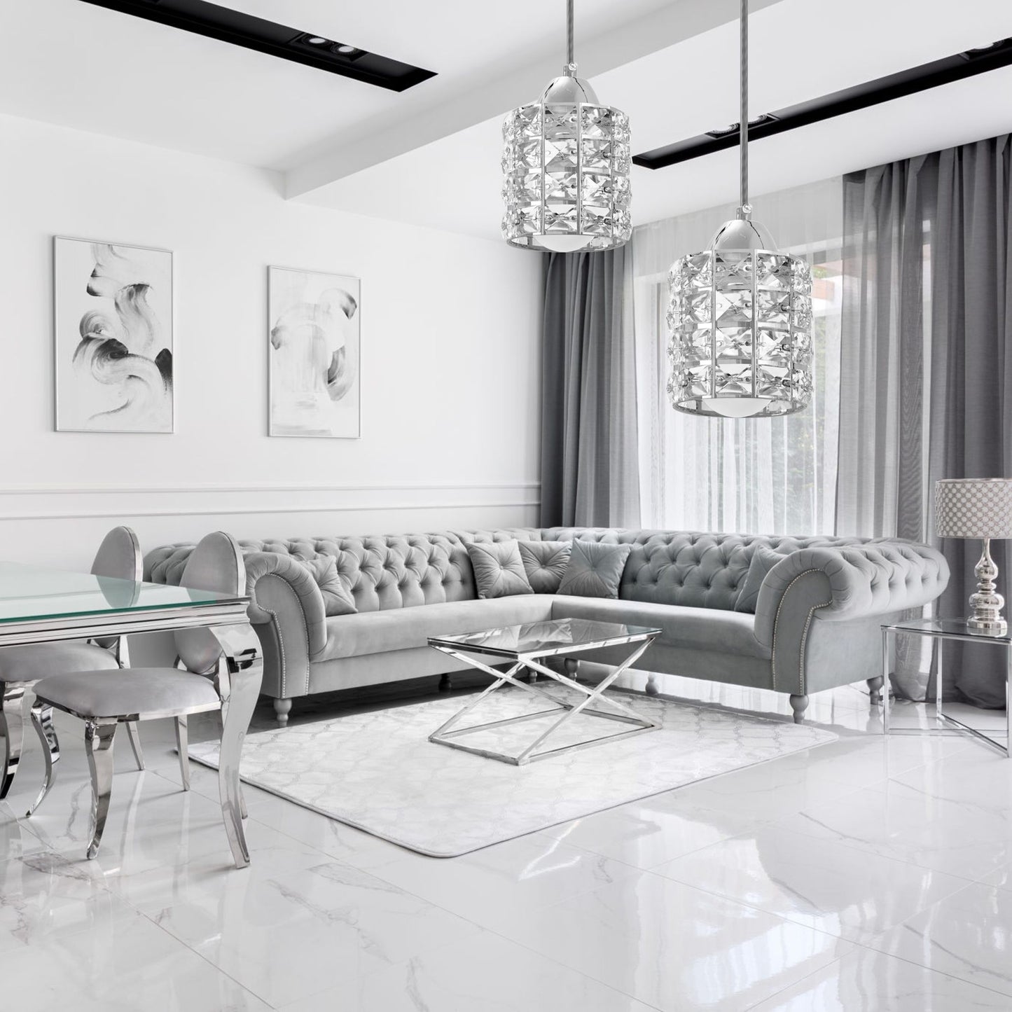 Lampă de tavan cristal argintiu APP727-1CP  6