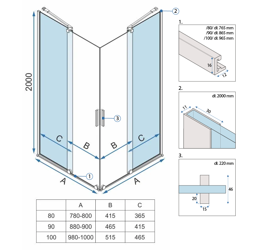 Cabina Dus Rea Montana Double Gold Brush 80x80  7