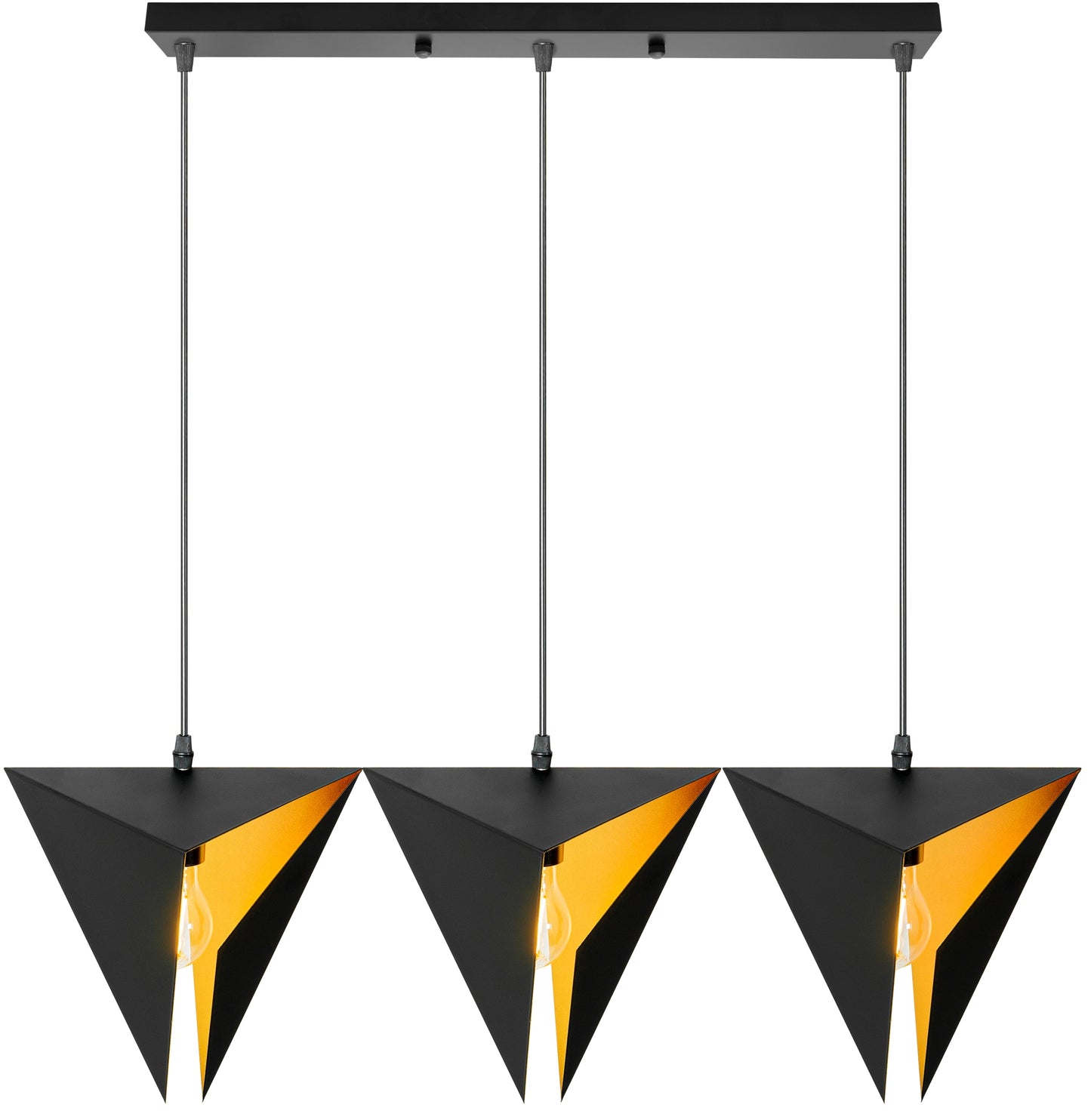 Lampă Triangulară Geometrică Triple Negru APP254-3CP  1