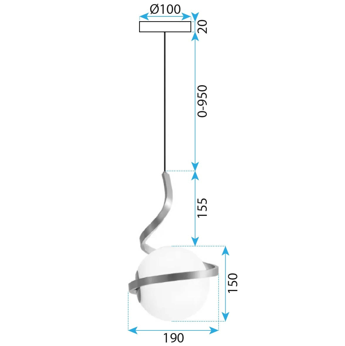 Sferă De Sticlă Spirală Lampă Suspendată APP1733-1CP Aur  5