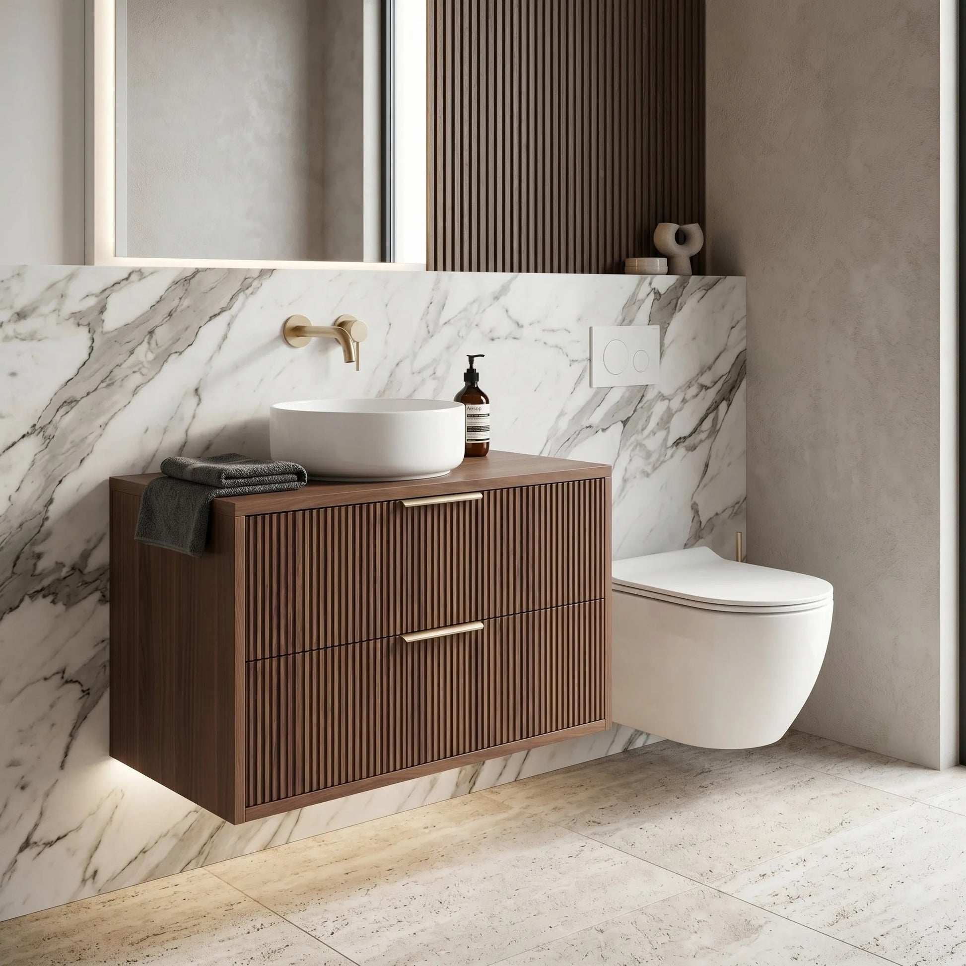 Dulap baie pentru lavoar Rea Mono 80cm Brown  6