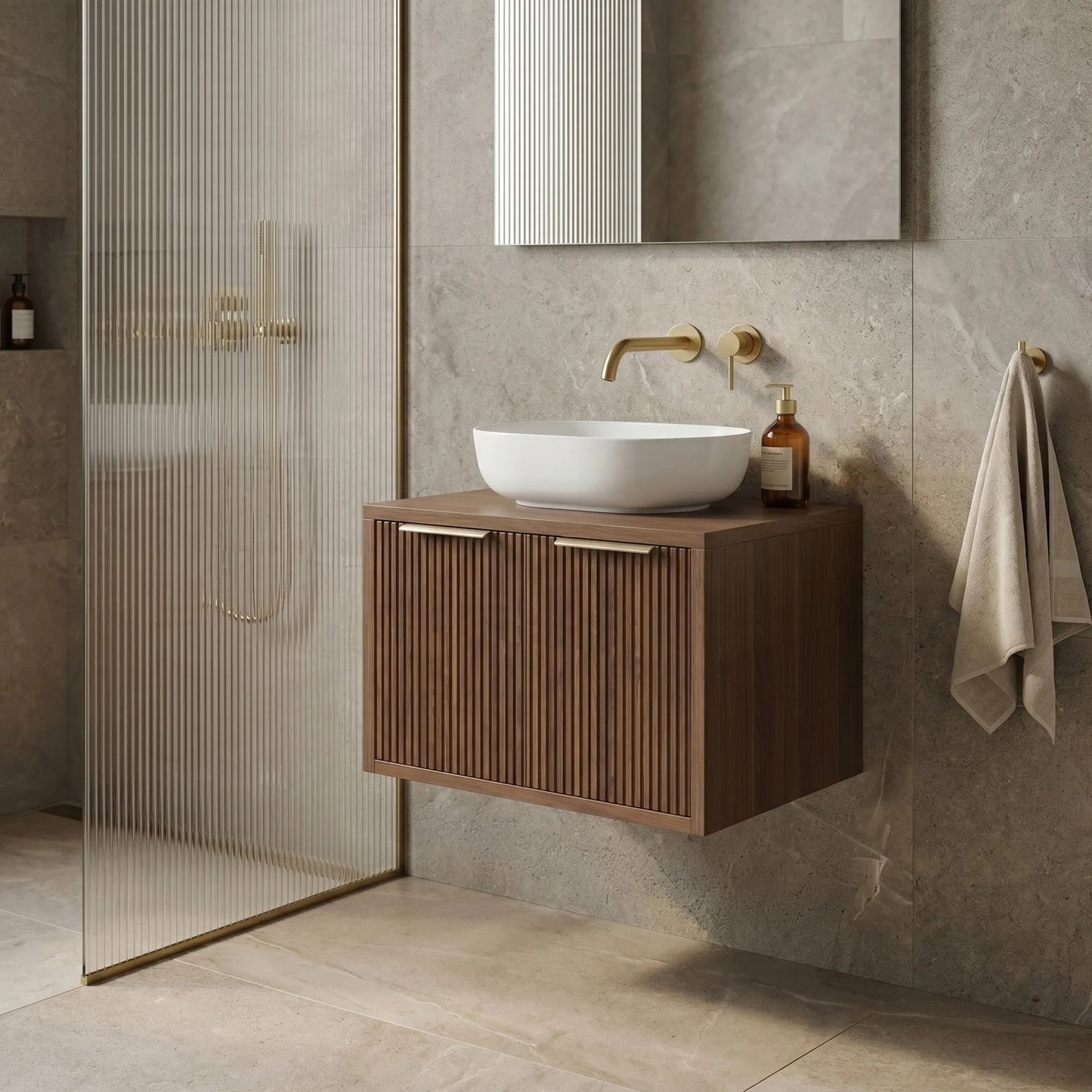 Dulap baie pentru lavoar Rea Core 60cm Brown  6