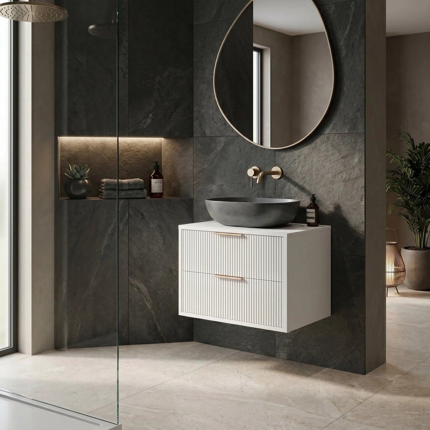 Dulap baie pentru lavoar Rea Mono 60cm White  6