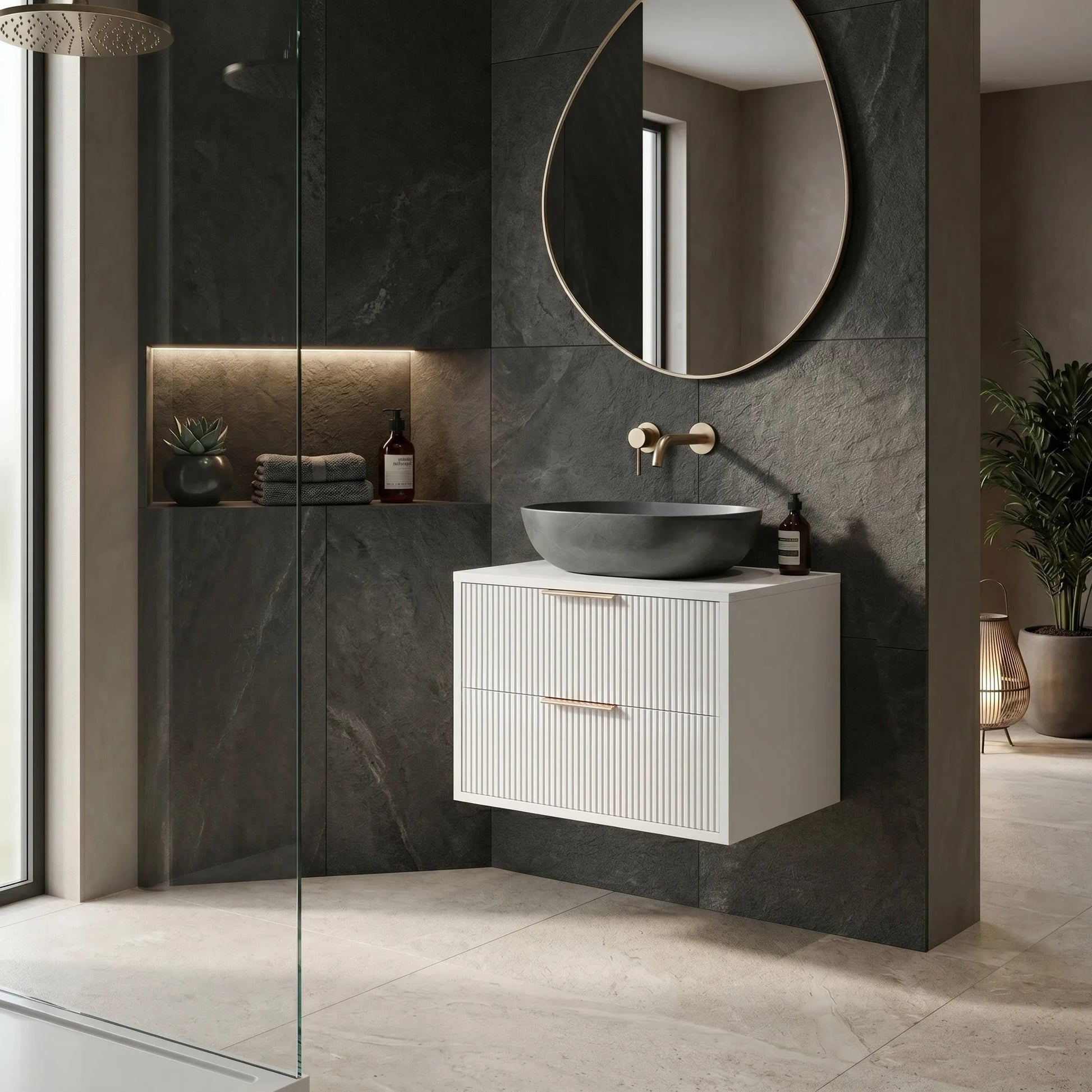 Dulap baie pentru lavoar Rea Mono 60cm White  6
