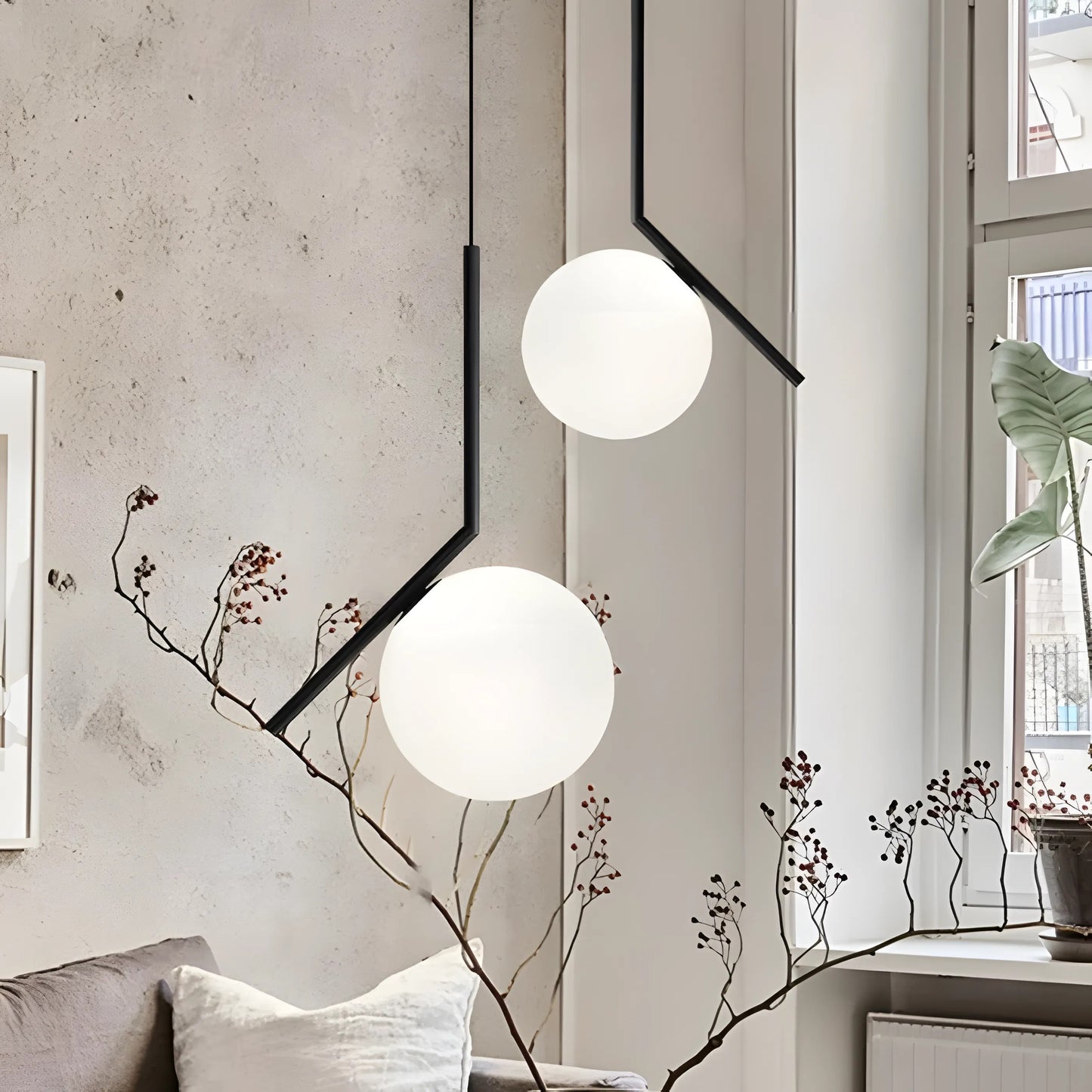 Lampă de tavan suspendata din sticlă aurie alba G107-1W BLACK WHITE  6