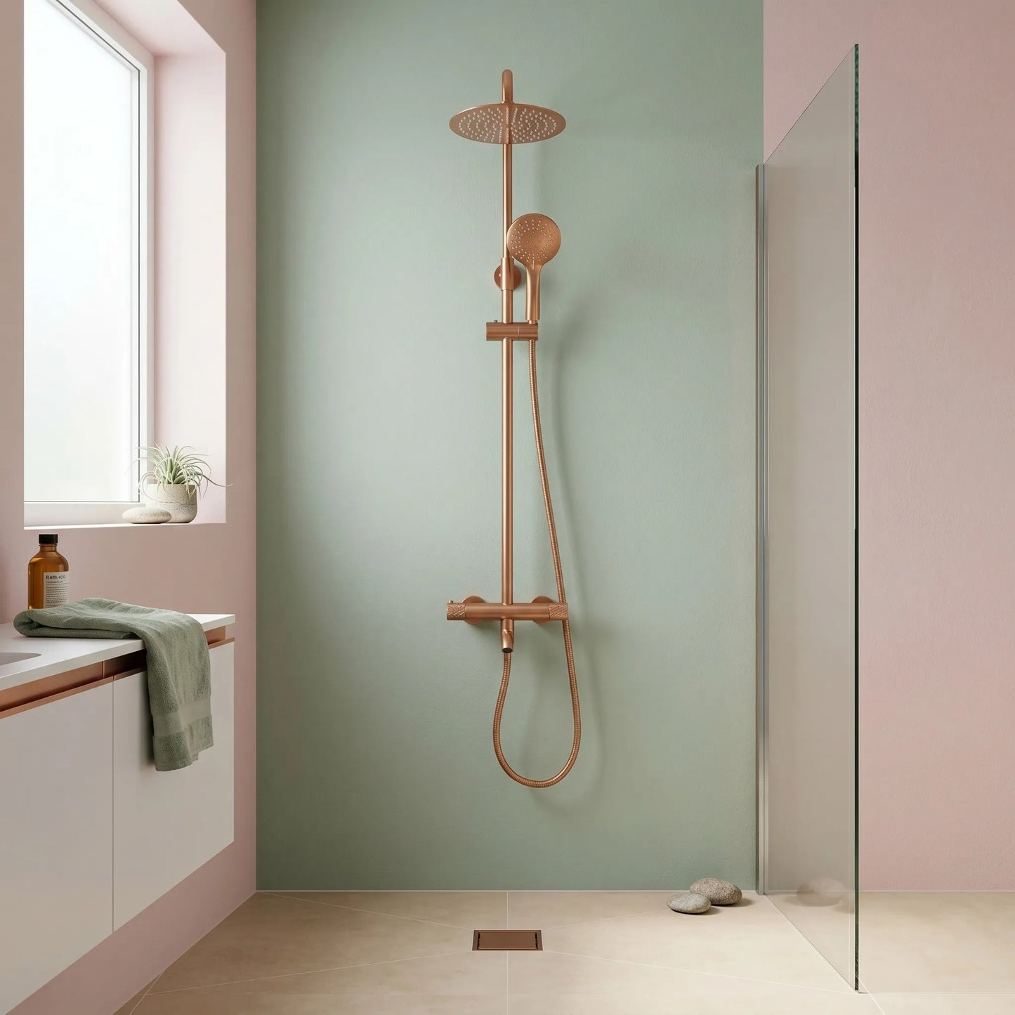 Coloana de dus cu termostat Lungo Diamond Copper Brush  6