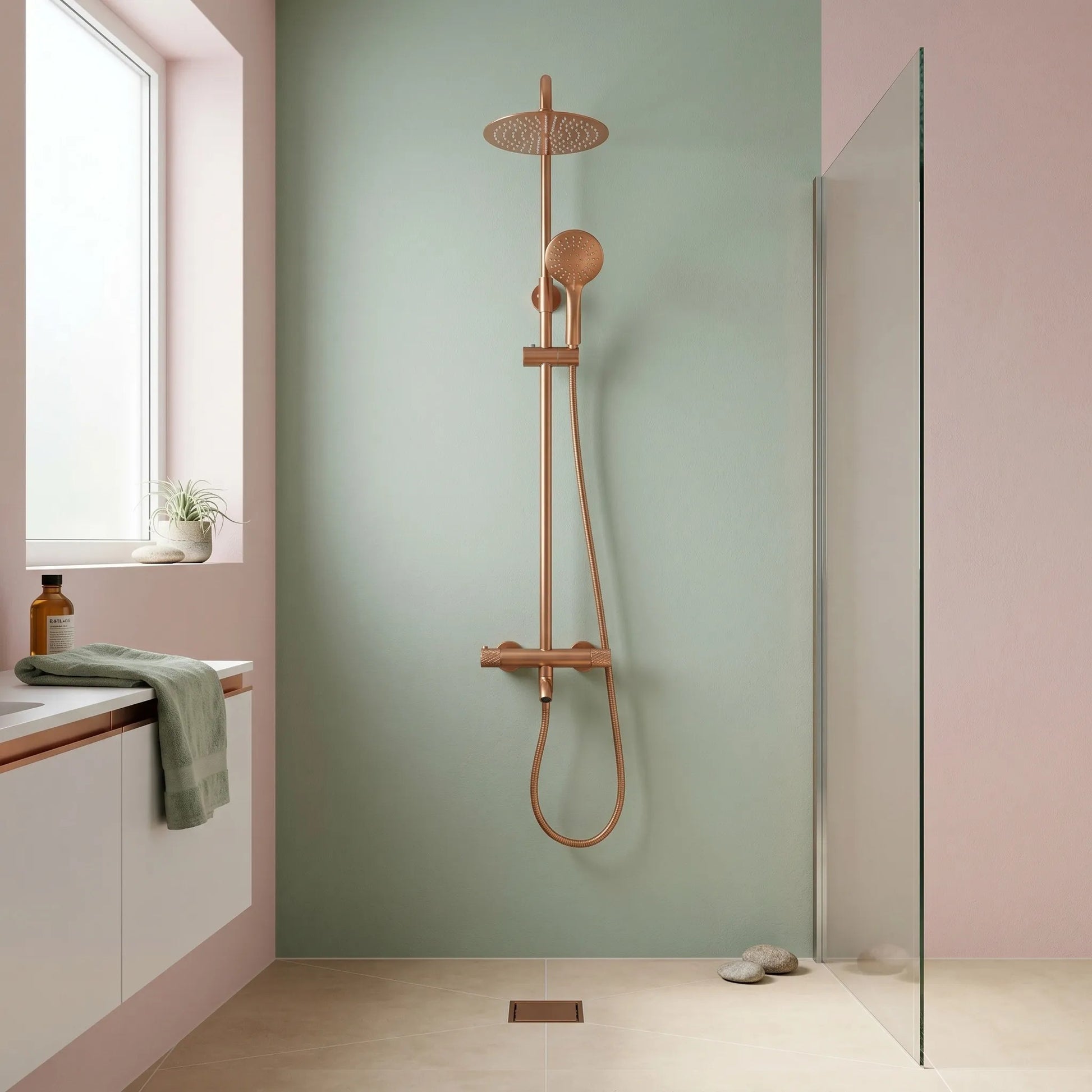 Coloana de dus cu termostat Lungo Diamond Copper Brush  6