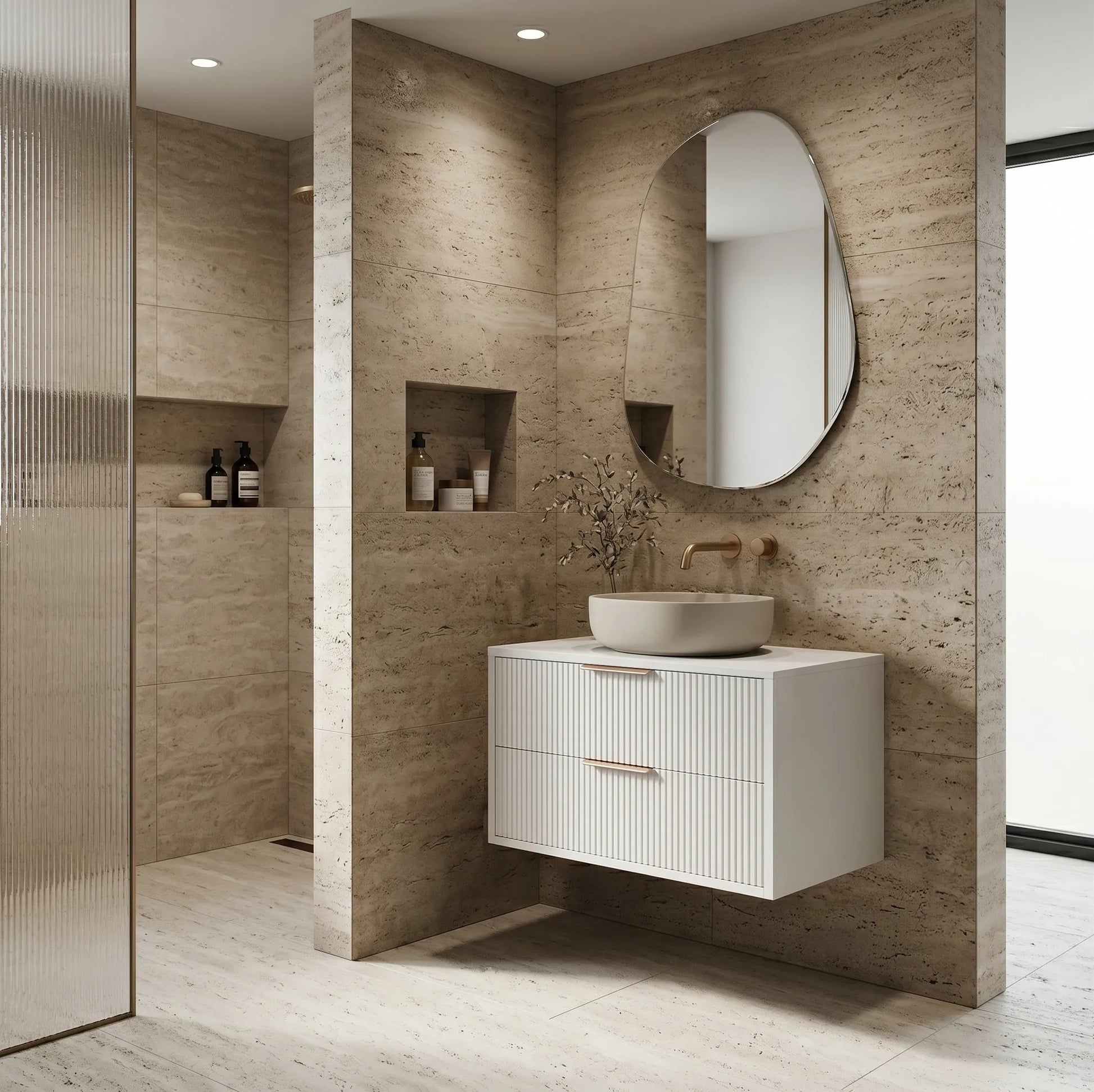 Dulap baie pentru lavoar Rea Mono 80cm White  6