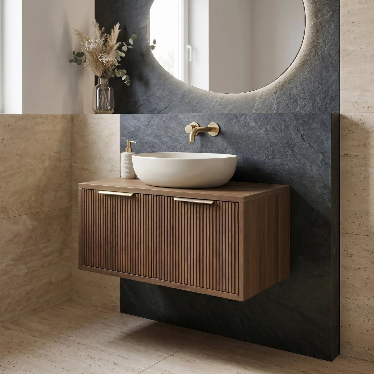 Dulap baie pentru lavoar Rea Core 80cm Brown  6