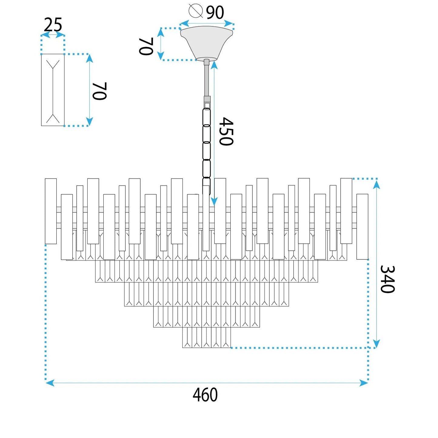 Lampă suspendată Cristal G051-CP 50CM Chrome  6