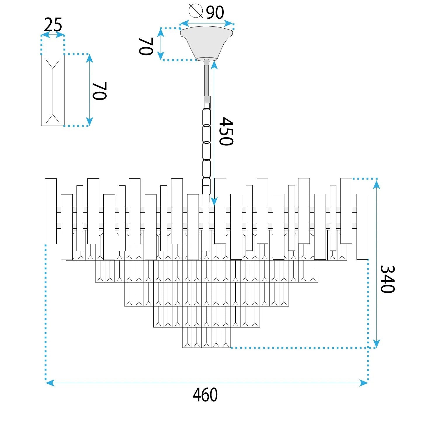 Lampă suspendată Cristal G051-CP 50CM Chrome  6