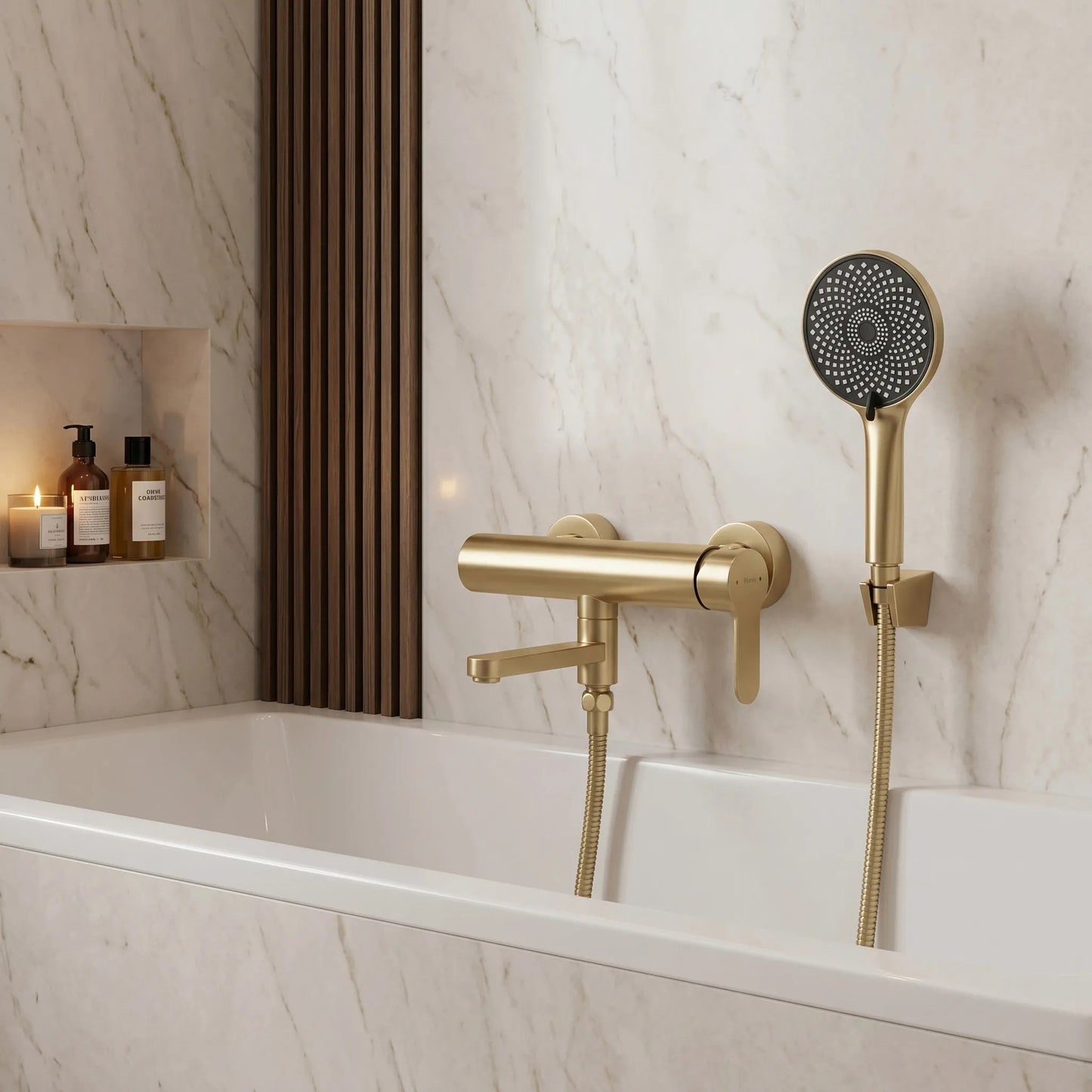 Baterie pentru cadă Rea Arcos Brushed Gold  6