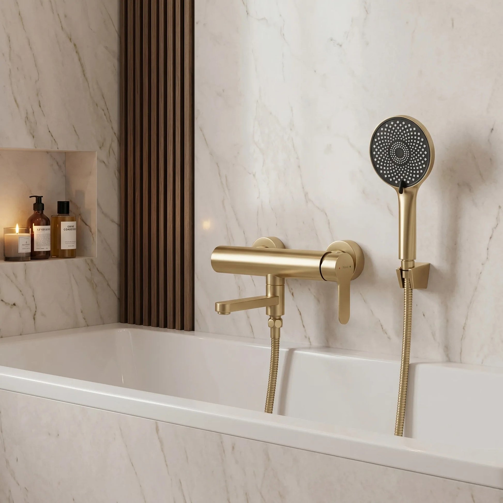 Baterie pentru cadă Rea Arcos Brushed Gold  6