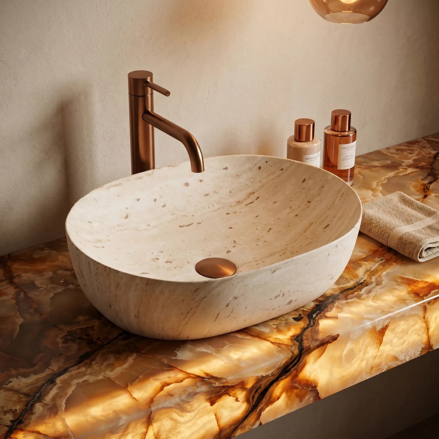 Lavoar pentru blat Rea Amelia Travertine Classic 48  6