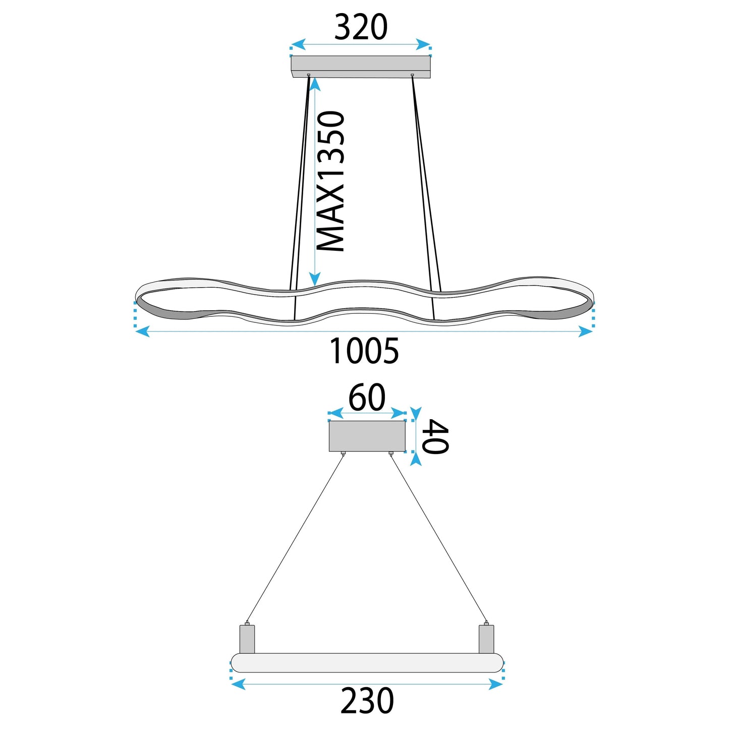 Lampă suspendată LED de tavan LHJ027-CP 100cm aurie  6