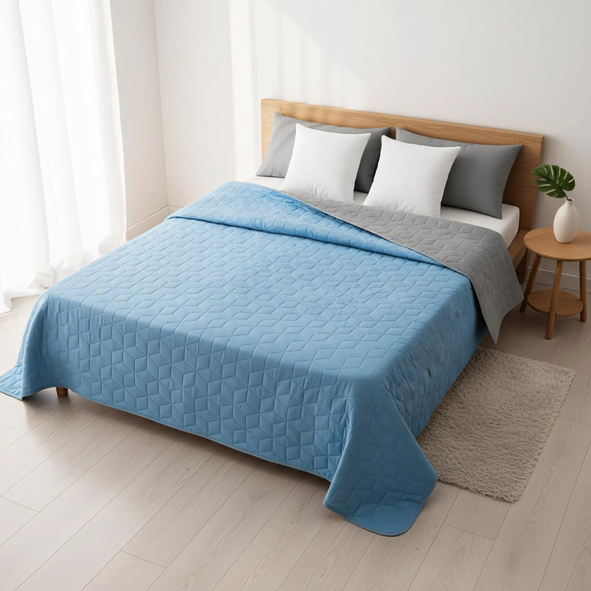 Cuvertura Cu Doua Fete Matlasata Diamante L.Grey / Blue 200x220 6