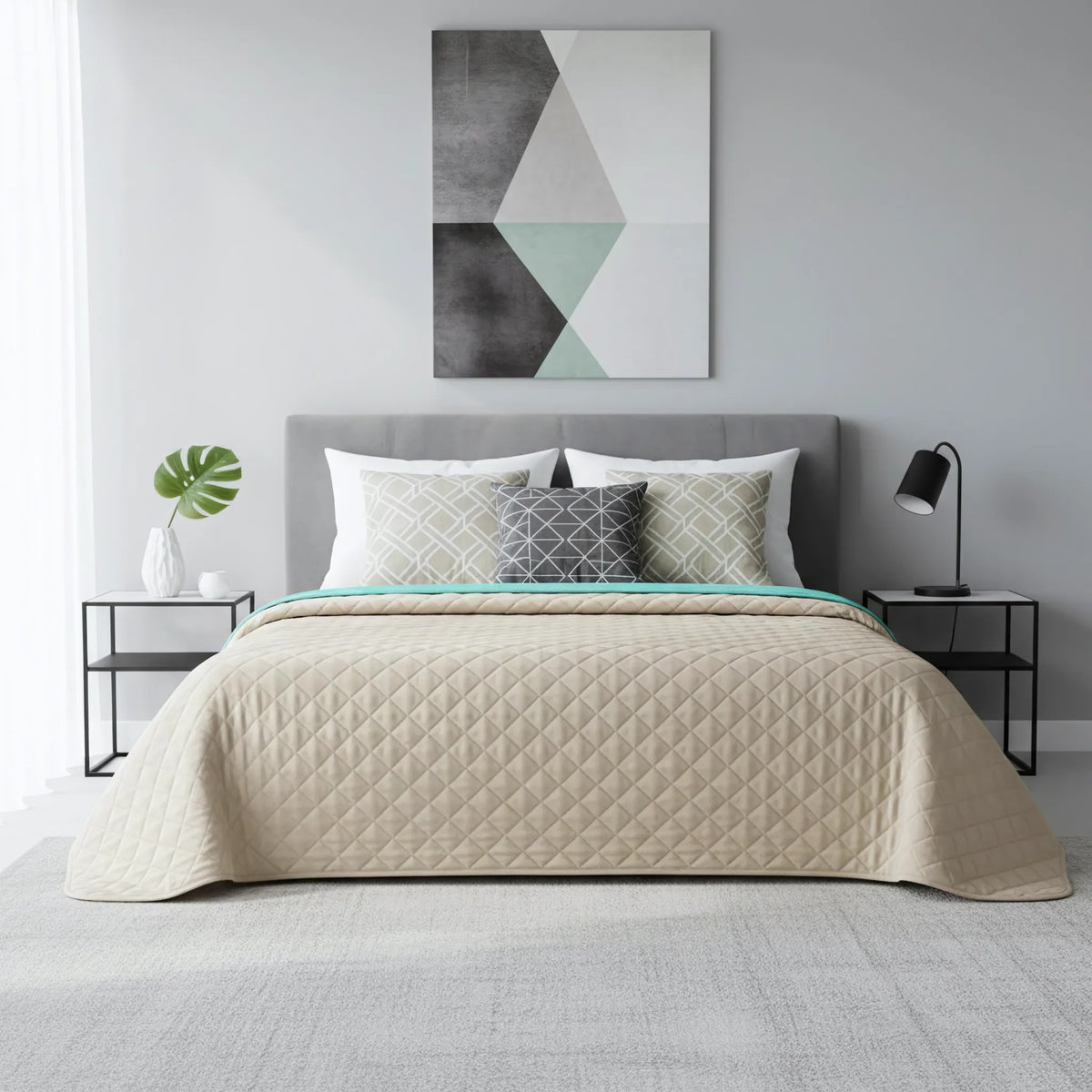 Cuvertura Cu Doua Fete Matlasata Inez Bej-Menta 220x240 6