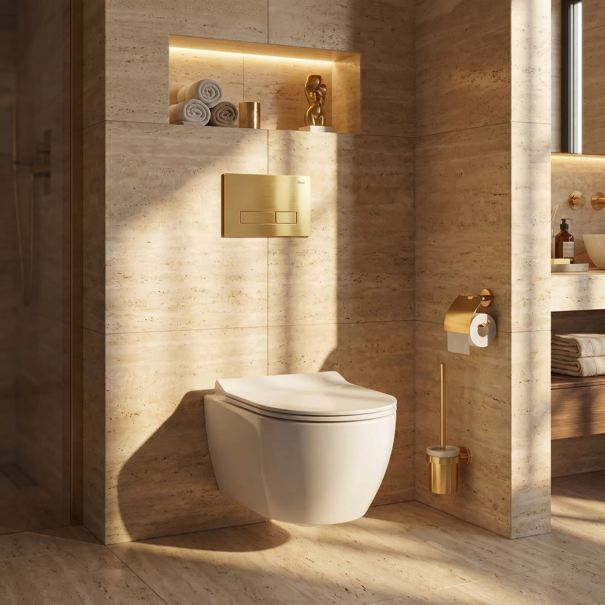 Set Cadru Îngropat Slim 024N Pentru WC Cu Buton HD Gold 6