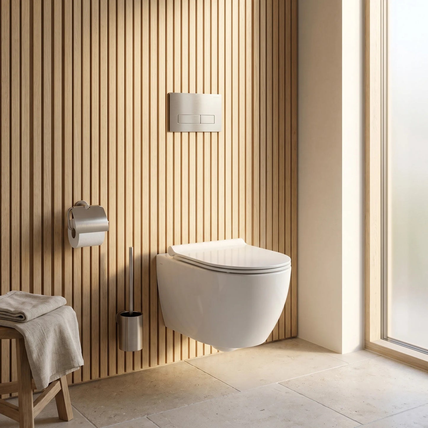 Set Cadru Îngropat Slim 024N Pentru WC Cu Buton T Brush Steel 6