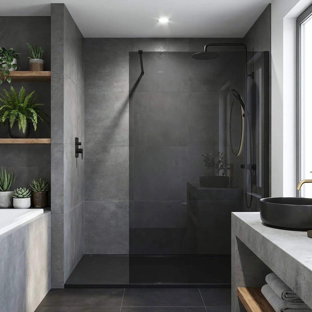 Paravan De Dus Rea Flexi Grey / Black 80 6