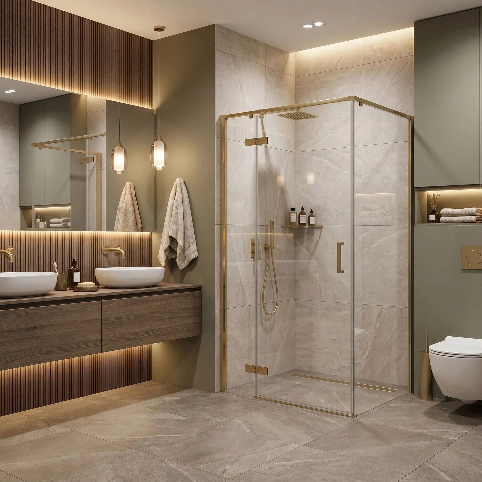 Cabina De Dus Rea Bruno 120x90 Brush Gold 6