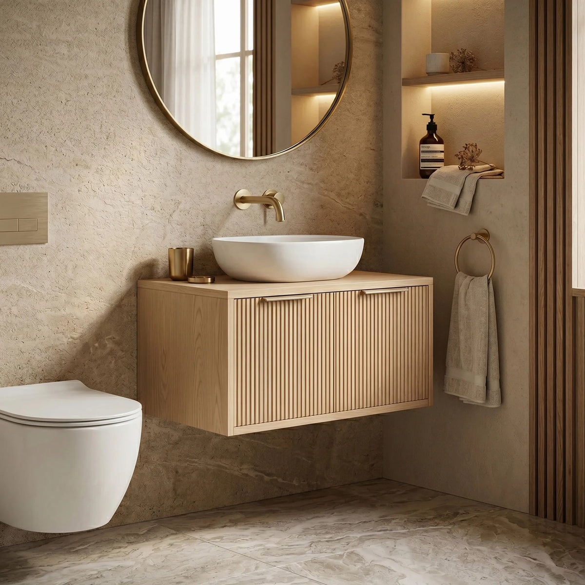 Dulap Baie Pentru Lavoar Rea Core 80cm Beige 6